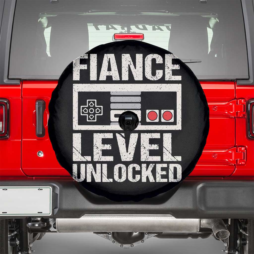 Leveled Fiance Unlocked Spare Tire Cover Engagement Gift For Fiancé Bachelor Party TS10 Black Print Your Wear