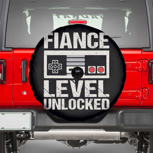 Leveled Fiance Unlocked Spare Tire Cover Engagement Gift For Fiancé Bachelor Party TS10 Black Print Your Wear