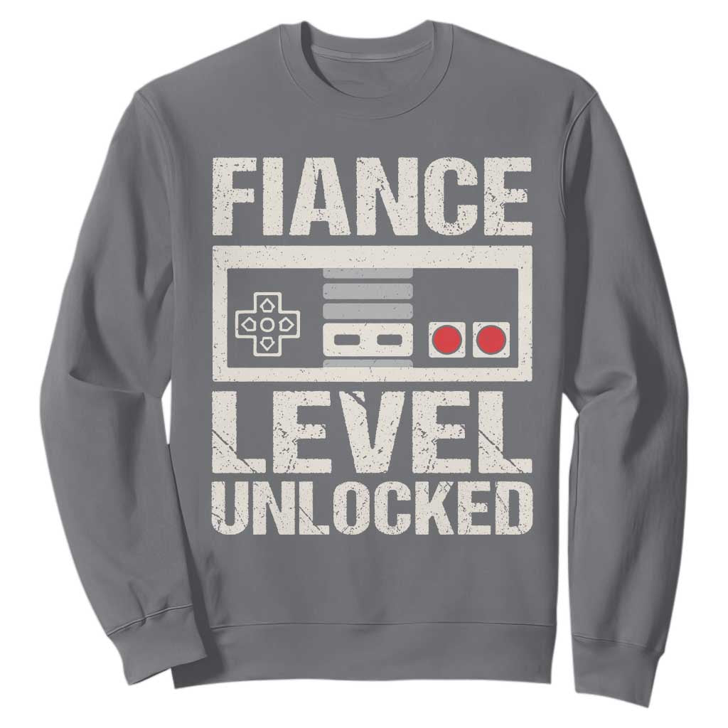 Leveled Fiance Unlocked Sweatshirt Engagement Gift For Fiancé Bachelor Party TS10 Charcoal Print Your Wear