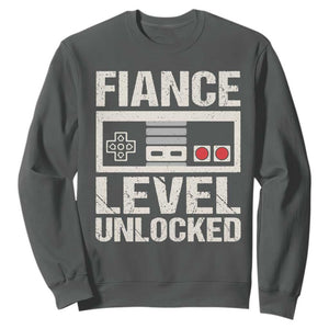 Leveled Fiance Unlocked Sweatshirt Engagement Gift For Fiancé Bachelor Party TS10 Dark Heather Print Your Wear