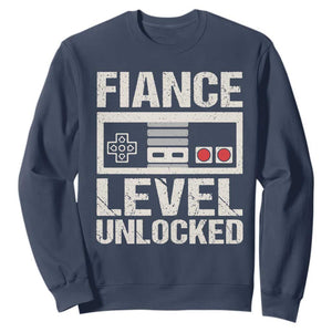 Leveled Fiance Unlocked Sweatshirt Engagement Gift For Fiancé Bachelor Party TS10 Navy Print Your Wear