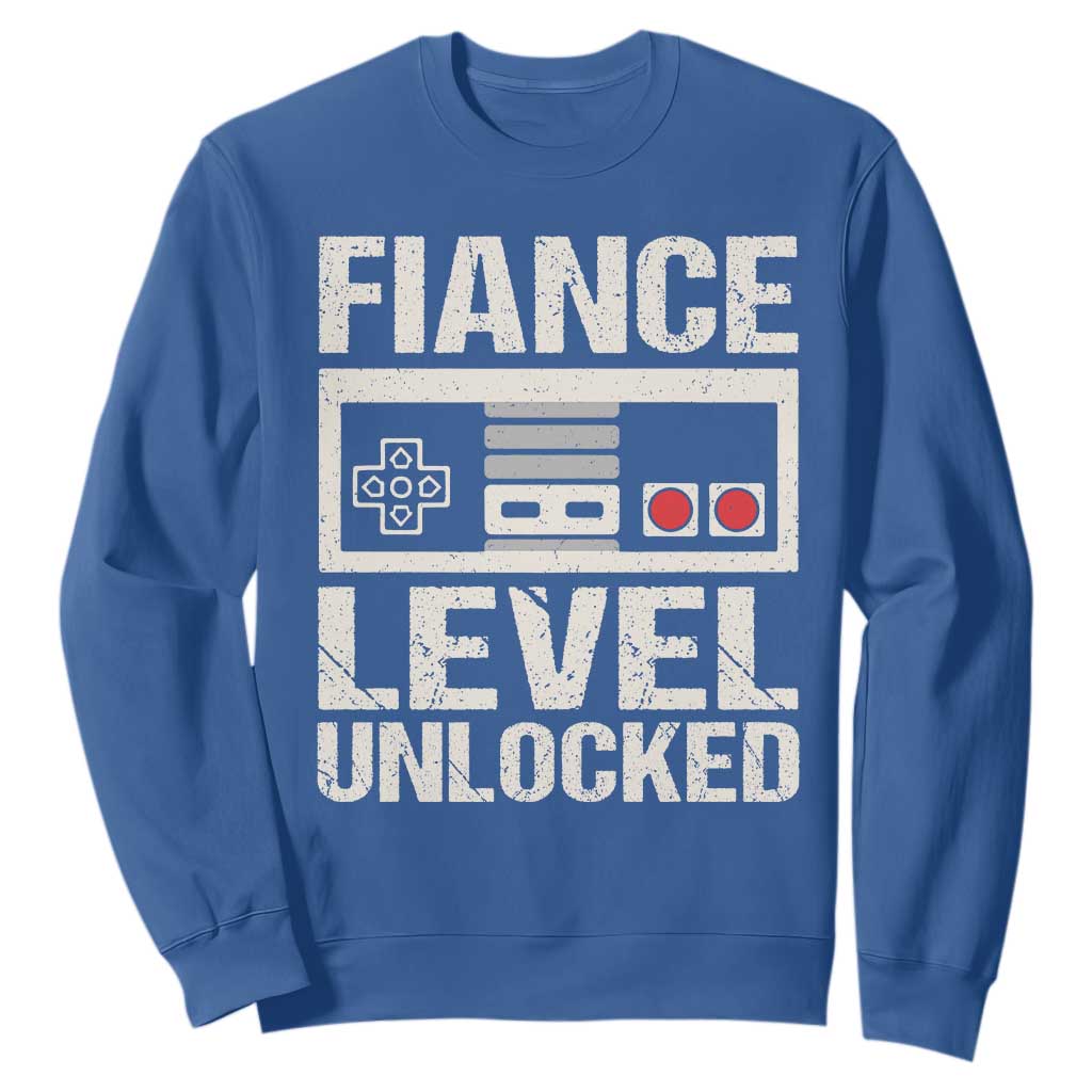 Leveled Fiance Unlocked Sweatshirt Engagement Gift For Fiancé Bachelor Party TS10 Royal Blue Print Your Wear