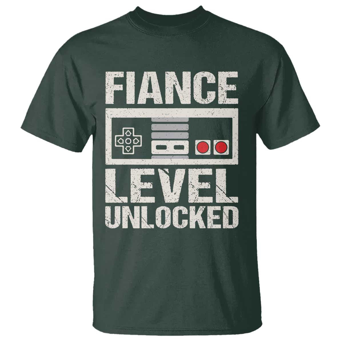 Leveled Fiance Unlocked T Shirt Engagement Gift For Fiancé Bachelor Party TS10 Dark Forest Green Print Your Wear