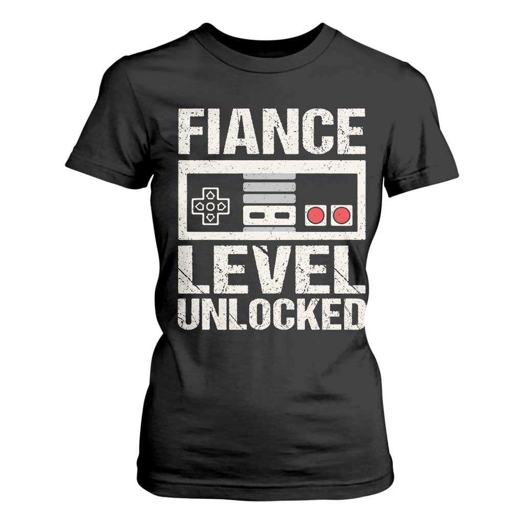 Leveled Fiance Unlocked T Shirt For Women Engagement Gift For Fiancé Bachelor Party TS10 Black Print Your Wear