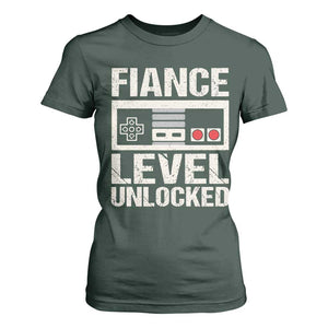 Leveled Fiance Unlocked T Shirt For Women Engagement Gift For Fiancé Bachelor Party TS10 Dark Forest Green Print Your Wear