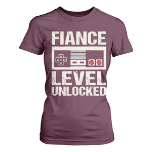 Leveled Fiance Unlocked T Shirt For Women Engagement Gift For Fiancé Bachelor Party TS10 Maroon Print Your Wear