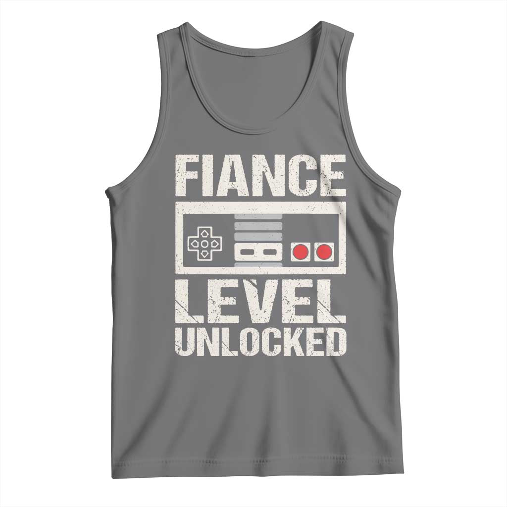 Leveled Fiance Unlocked Tank Top Engagement Gift For Fiancé Bachelor Party TS10 Black Heather Print Your Wear