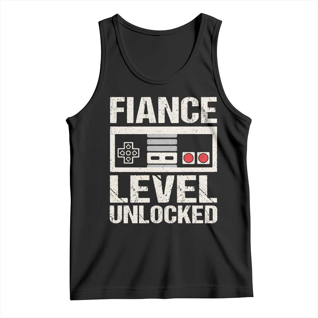 Leveled Fiance Unlocked Tank Top Engagement Gift For Fiancé Bachelor Party TS10 Black Print Your Wear