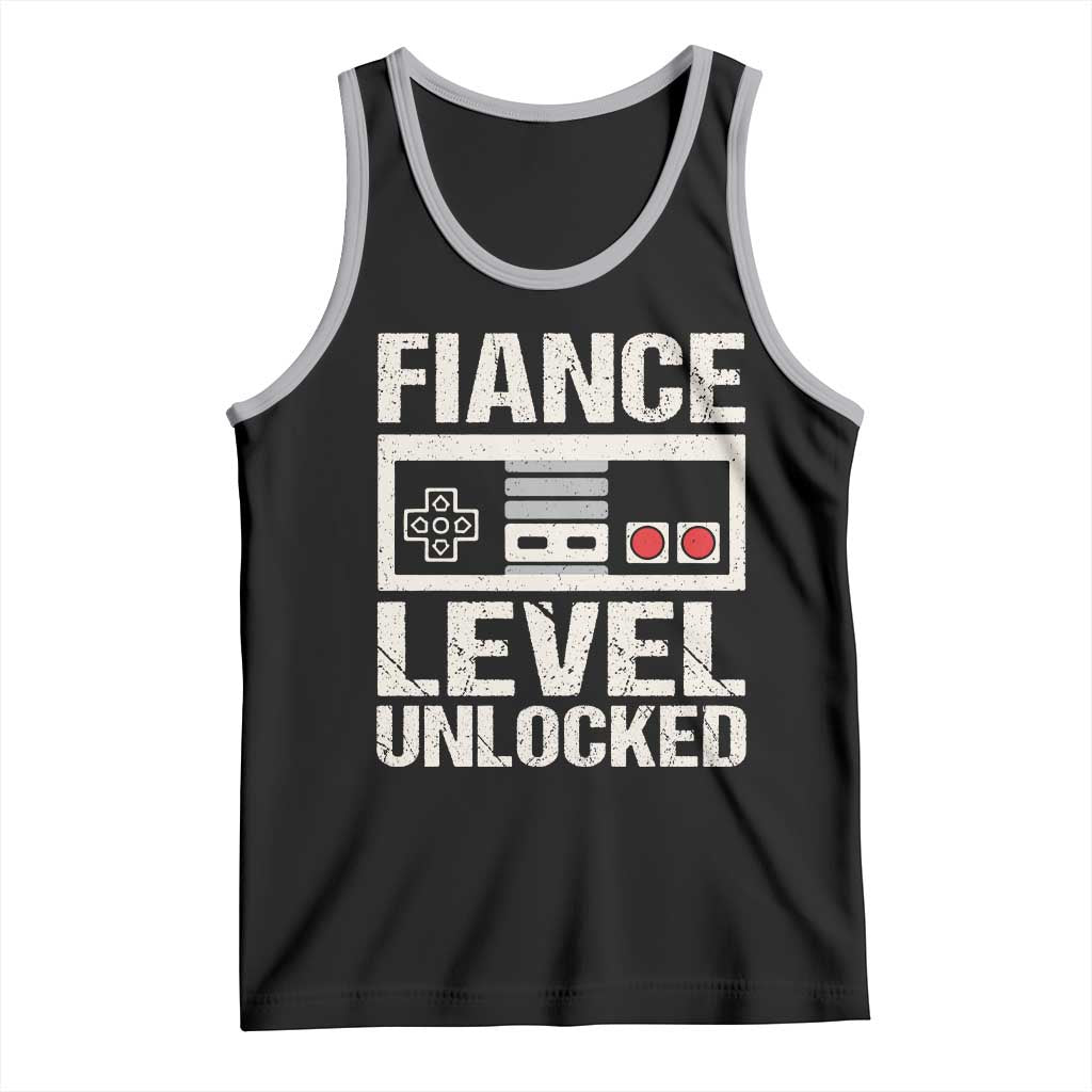 Leveled Fiance Unlocked Tank Top Engagement Gift For Fiancé Bachelor Party TS10 Black Athletic Heather Print Your Wear
