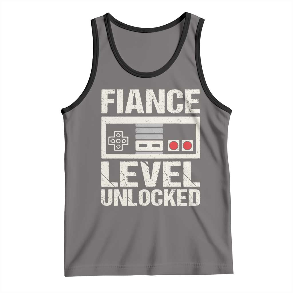 Leveled Fiance Unlocked Tank Top Engagement Gift For Fiancé Bachelor Party TS10 Deep Heather Black Print Your Wear