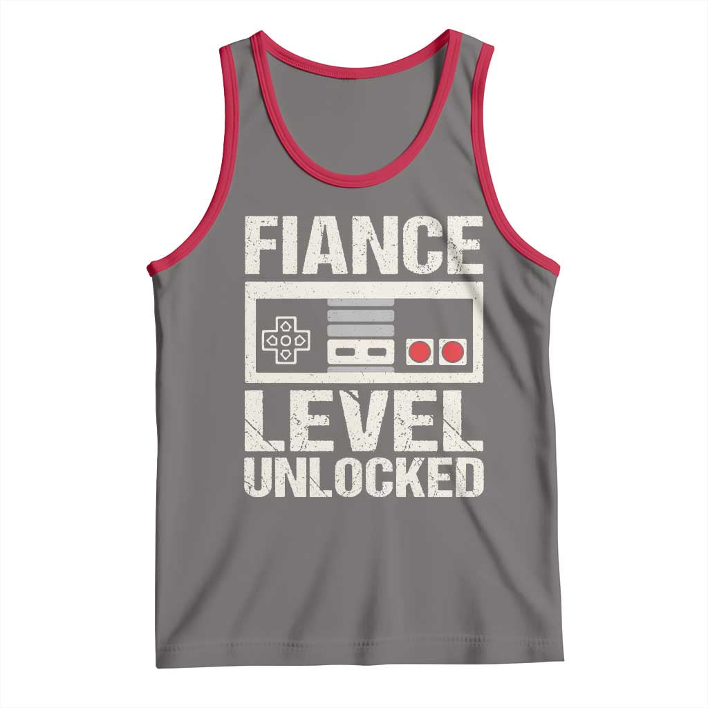Leveled Fiance Unlocked Tank Top Engagement Gift For Fiancé Bachelor Party TS10 Deep Heather Red Print Your Wear