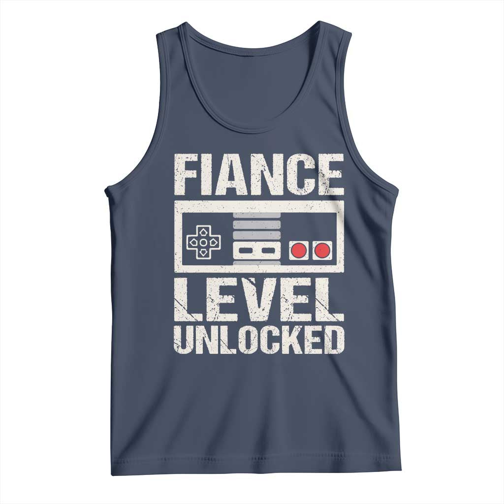 Leveled Fiance Unlocked Tank Top Engagement Gift For Fiancé Bachelor Party TS10 Navy Print Your Wear