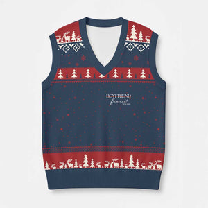 Personalized Fiance V-Neck Knit Sweater Vest Custom Date Boyfriend Engagement Gifts Future Mr and Mrs TS10 Navy Red Print Your Wear