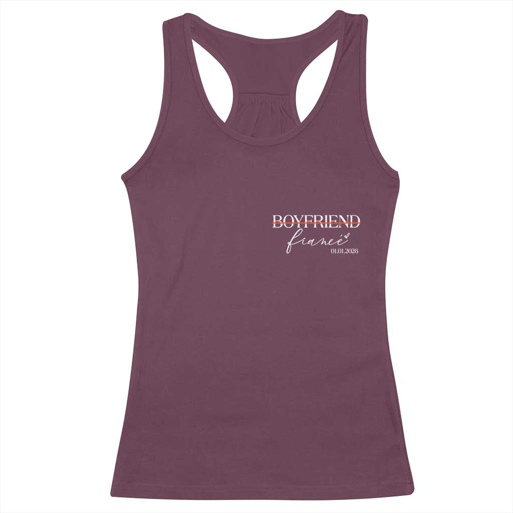 Personalized Fiance Racerback Tank Top Custom Date Boyfriend Engagement Gifts Future Mr and Mrs TS10 Maroon Print Your Wear