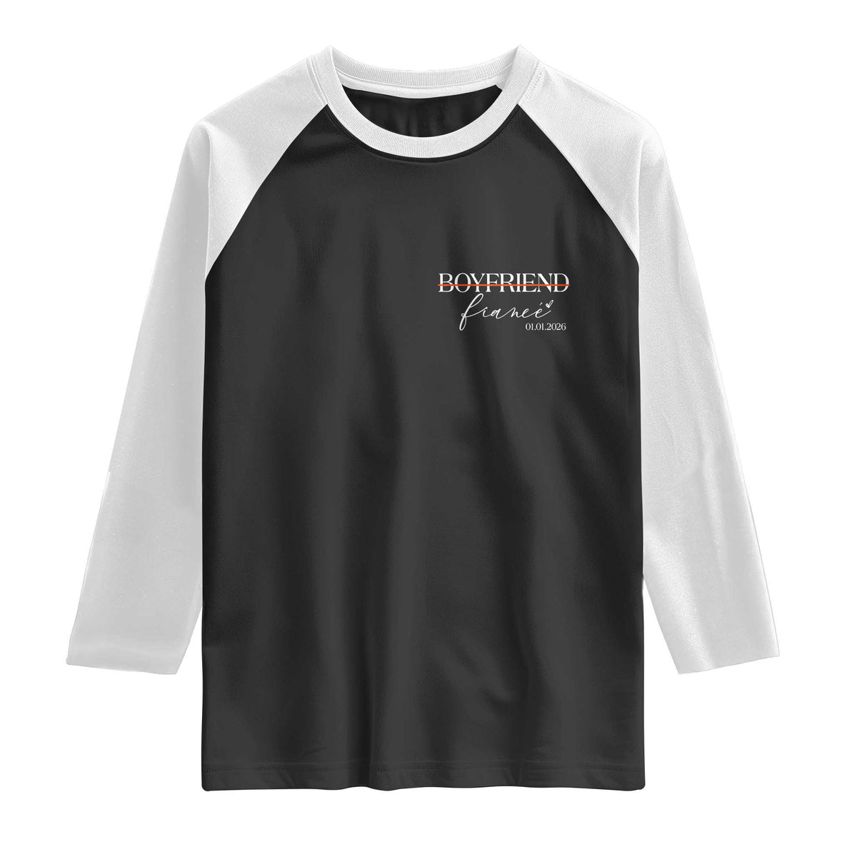 Personalized Fiance Raglan Shirt Custom Date Boyfriend Engagement Gifts Future Mr and Mrs TS10 Black White Print Your Wear