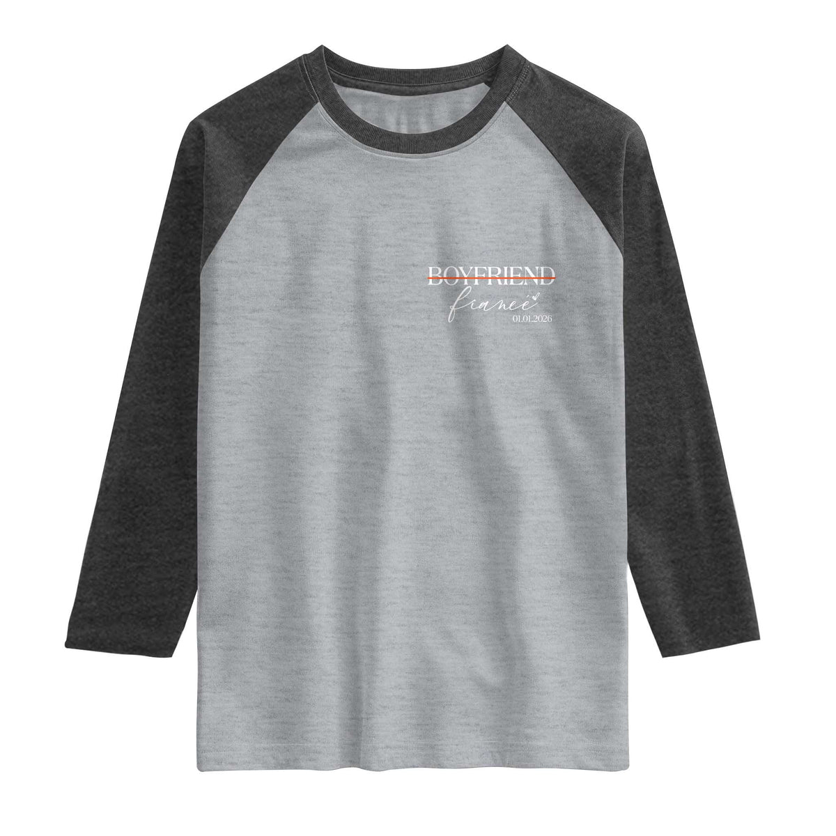 Personalized Fiance Raglan Shirt Custom Date Boyfriend Engagement Gifts Future Mr and Mrs TS10 Heather Gray Heather Charcoal Print Your Wear