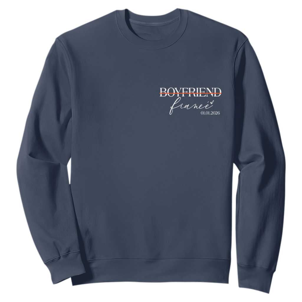 Personalized Fiance Sweatshirt Custom Date Boyfriend Engagement Gifts Future Mr and Mrs TS10 Navy Print Your Wear