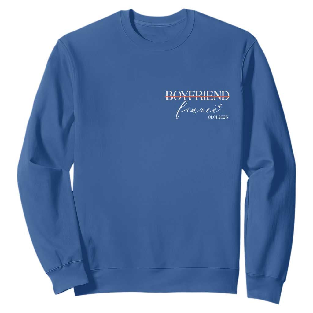 Personalized Fiance Sweatshirt Custom Date Boyfriend Engagement Gifts Future Mr and Mrs TS10 Royal Blue Print Your Wear