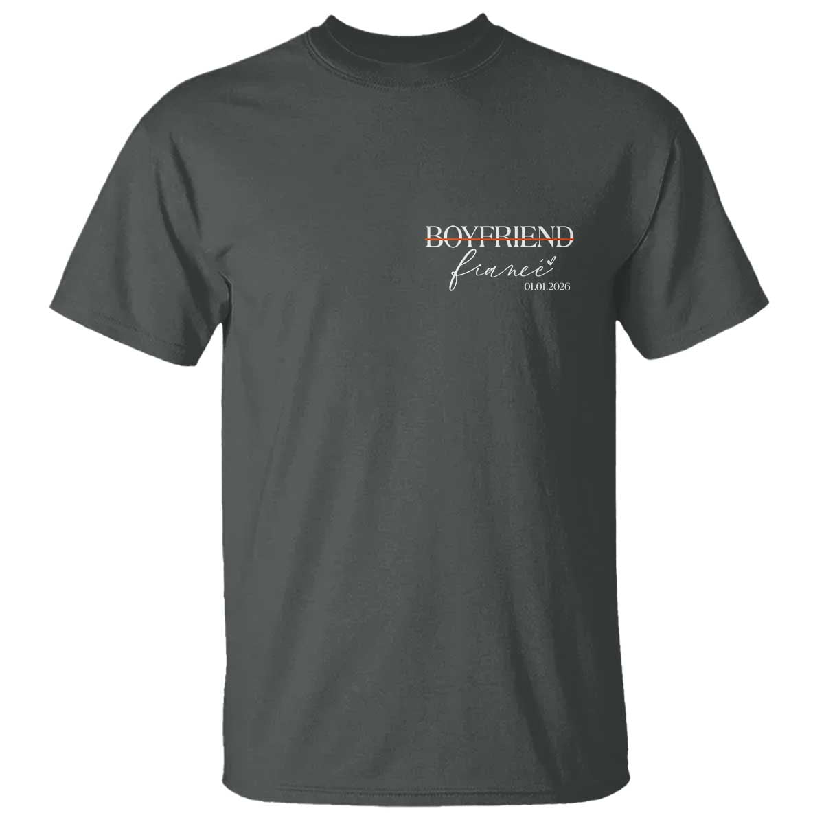 Personalized Fiance T Shirt Custom Date Boyfriend Engagement Gifts Future Mr and Mrs TS10 Dark Heather Print Your Wear