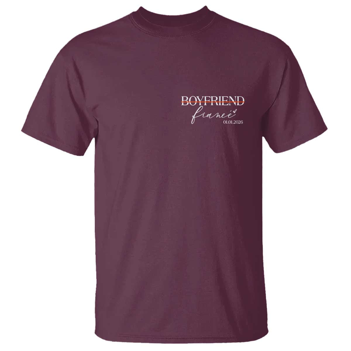 Personalized Fiance T Shirt Custom Date Boyfriend Engagement Gifts Future Mr and Mrs TS10 Maroon Print Your Wear