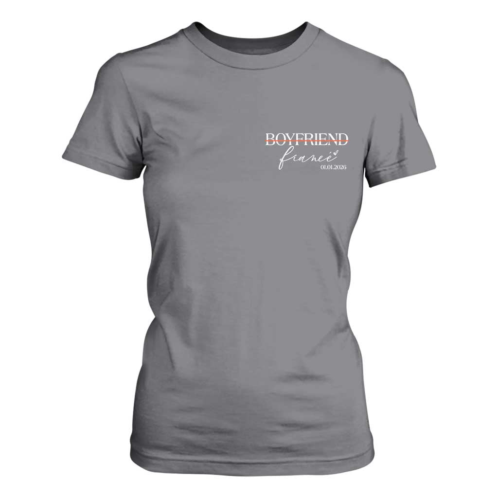 Personalized Fiance T Shirt For Women Custom Date Boyfriend Engagement Gifts Future Mr and Mrs TS10 Charcoal Print Your Wear