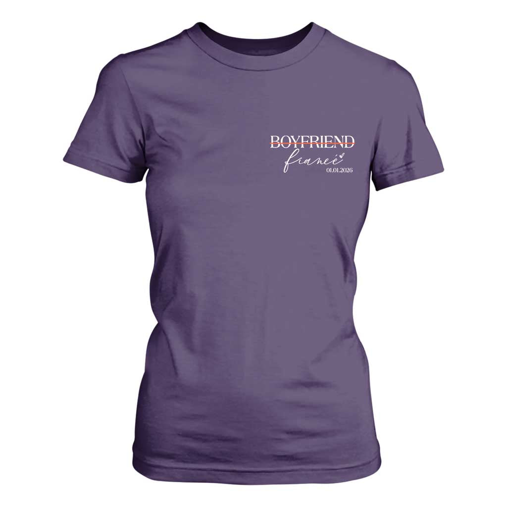 Personalized Fiance T Shirt For Women Custom Date Boyfriend Engagement Gifts Future Mr and Mrs TS10 Purple Print Your Wear