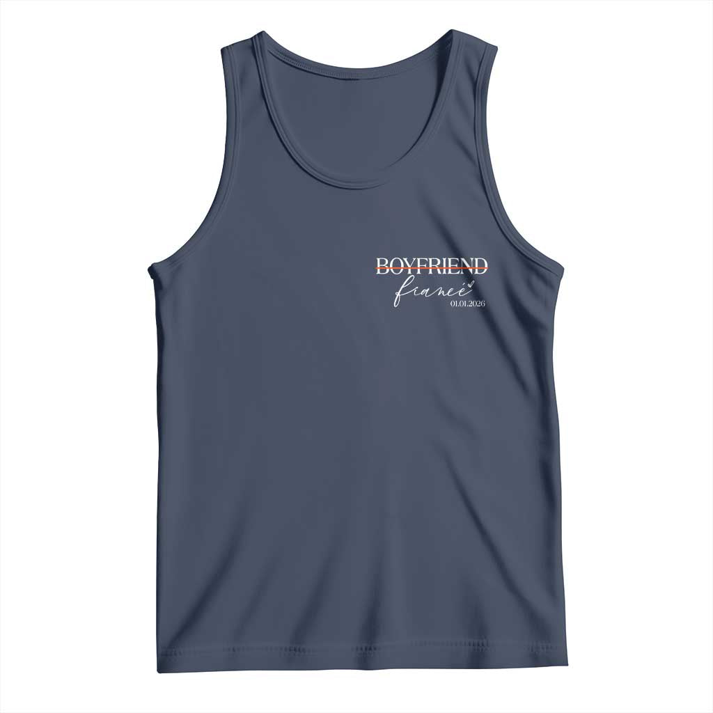Personalized Fiance Tank Top Custom Date Boyfriend Engagement Gifts Future Mr and Mrs TS10 Navy Print Your Wear