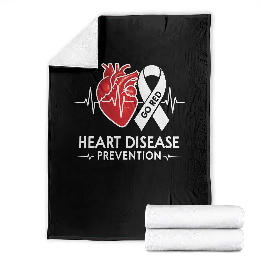 Go Red Heart Disease Prevention Throw Blanket Heartbeat CHD Wear Red February Month TS10 Black Print Your Wear