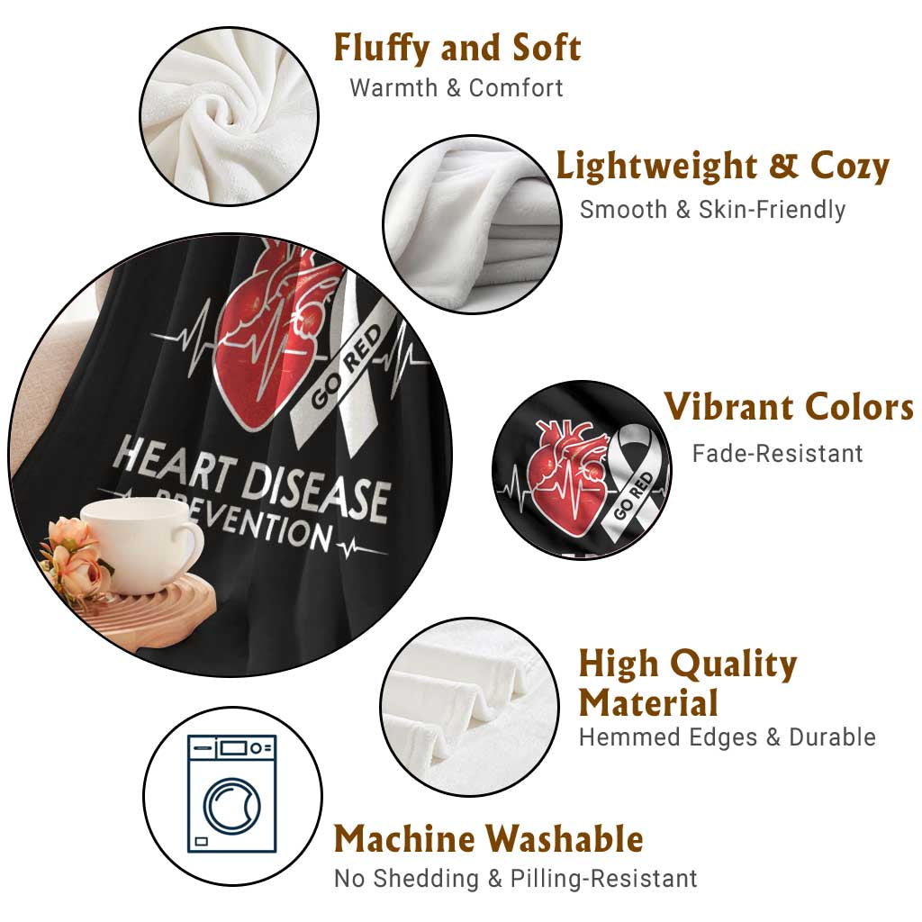 Go Red Heart Disease Prevention Throw Blanket Heartbeat CHD Wear Red February Month TS10 Print Your Wear
