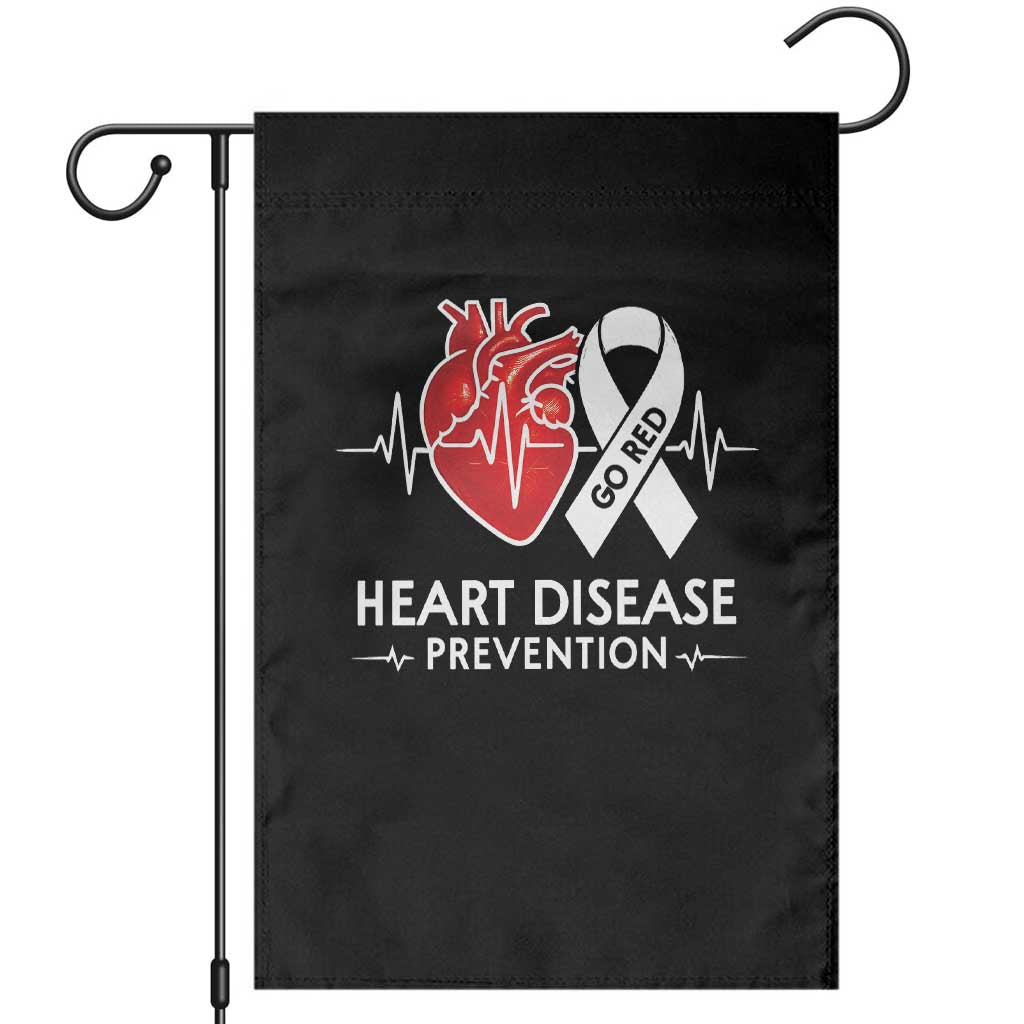 Go Red Heart Disease Prevention Garden Flag Heartbeat CHD Wear Red February Month TS10 Black Print Your Wear
