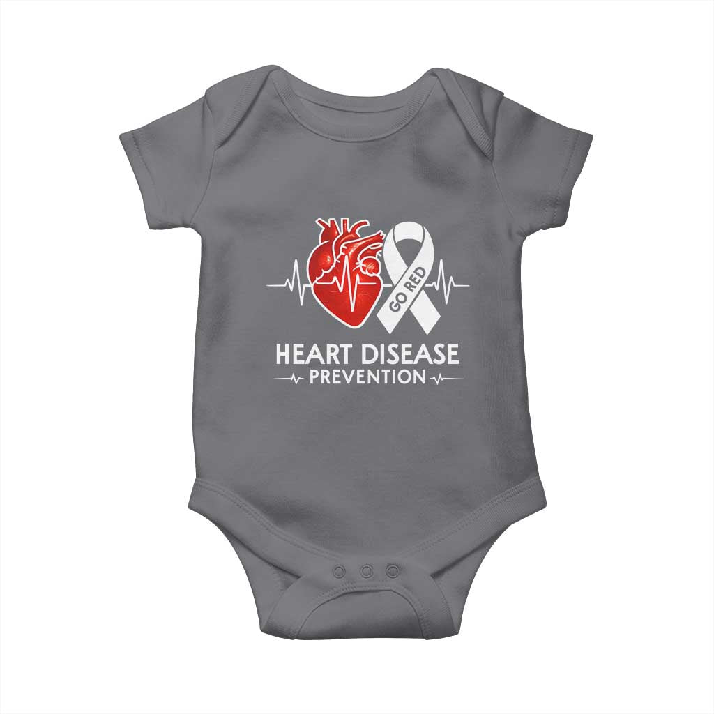 Go Red Heart Disease Prevention Baby Onesie Heartbeat CHD Wear Red February Month TS10 Charcoal Print Your Wear