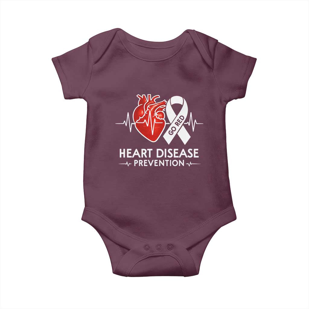 Go Red Heart Disease Prevention Baby Onesie Heartbeat CHD Wear Red February Month TS10 Maroon Print Your Wear
