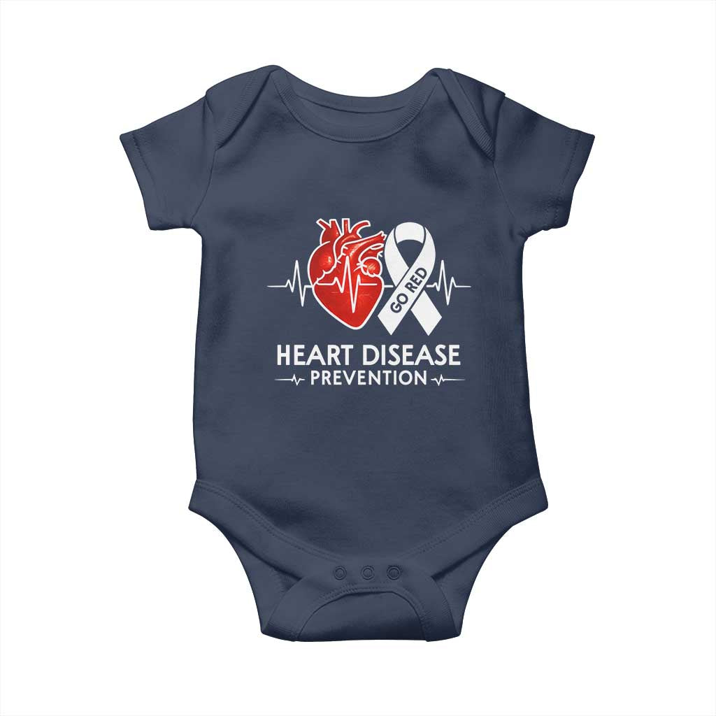 Go Red Heart Disease Prevention Baby Onesie Heartbeat CHD Wear Red February Month TS10 Navy Print Your Wear