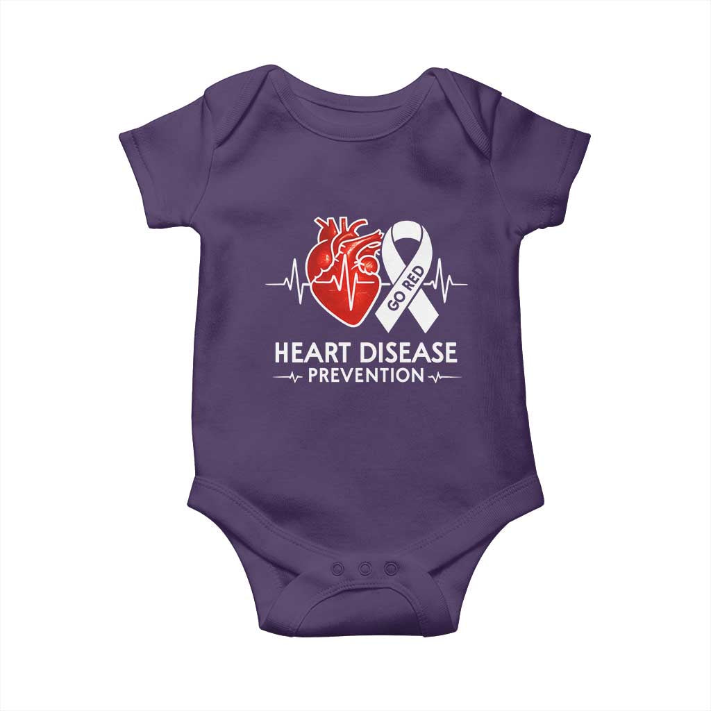 Go Red Heart Disease Prevention Baby Onesie Heartbeat CHD Wear Red February Month TS10 Purple Print Your Wear