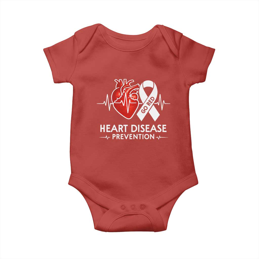 Go Red Heart Disease Prevention Baby Onesie Heartbeat CHD Wear Red February Month TS10 Red Print Your Wear