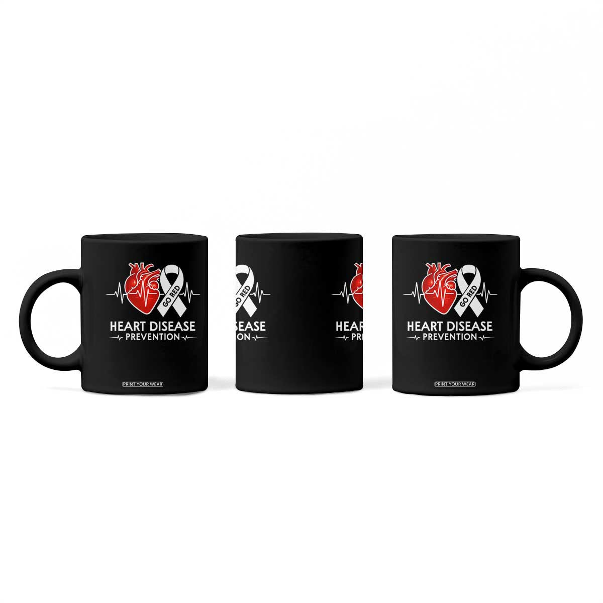 Go Red Heart Disease Prevention Coffee Mug Heartbeat CHD Wear Red February Month TS10 Print Your Wear