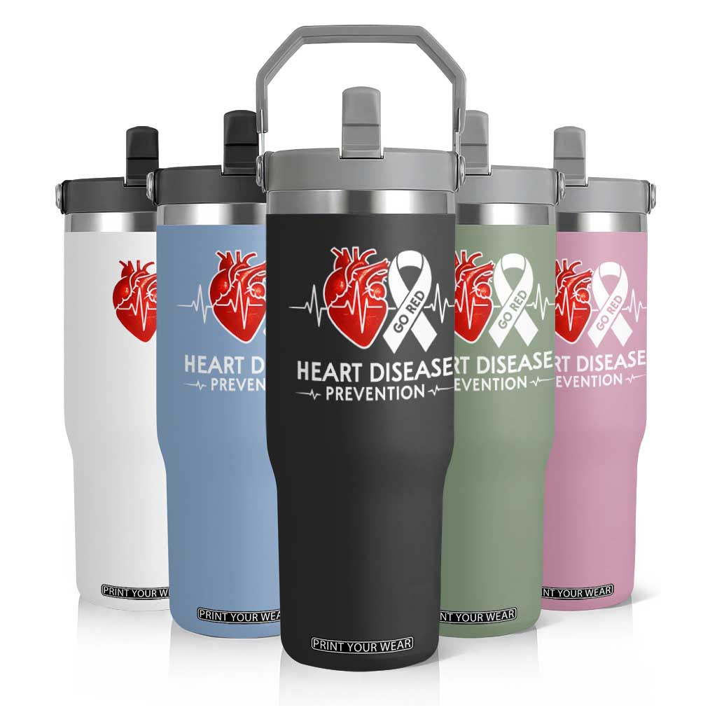 Go Red Heart Disease Prevention Flip Straw Tumbler Heartbeat CHD Wear Red February Month TS10 Print Your Wear