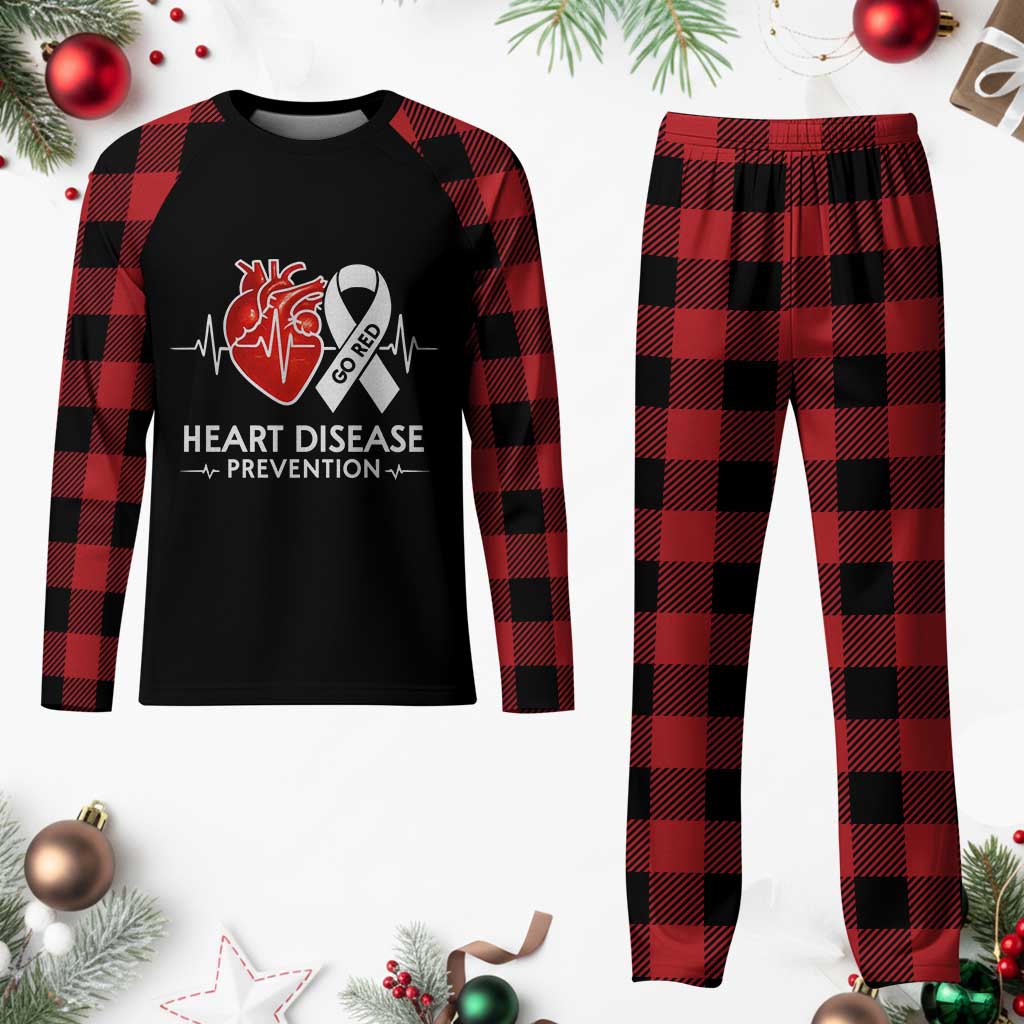 Go Red Heart Disease Prevention Plaid Pajama Set Heartbeat CHD Wear Red February Month TS10 Buffalo Plaid Print Your Wear