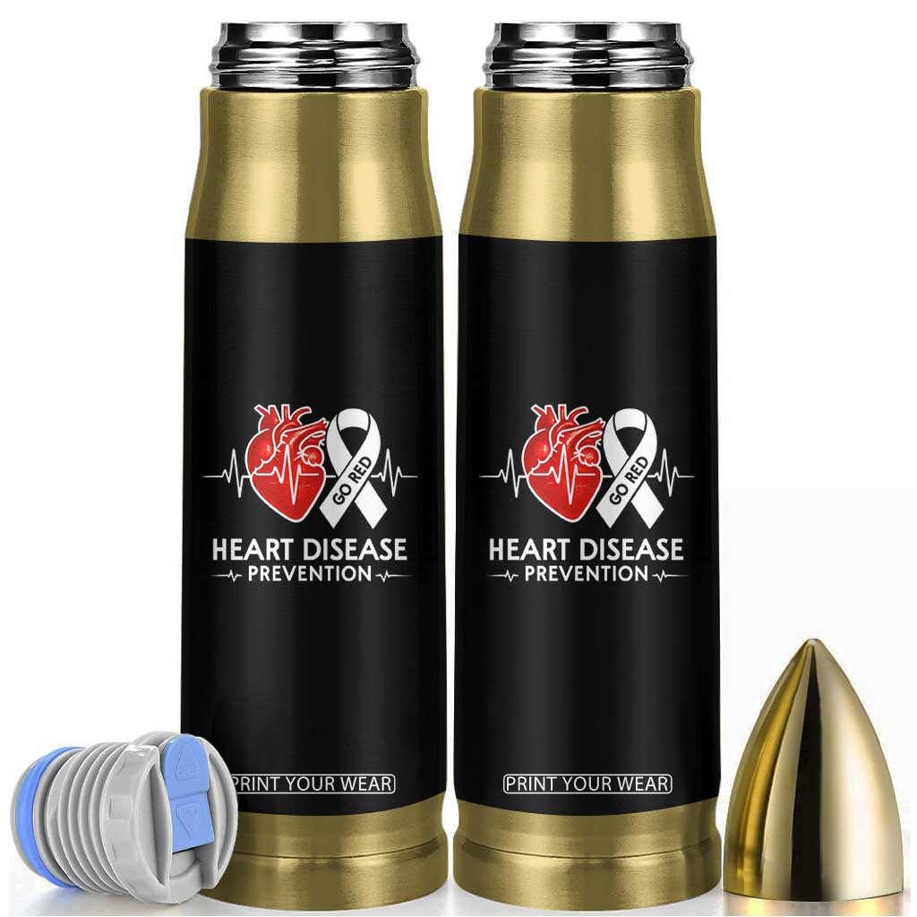 Go Red Heart Disease Prevention Bullet Tumbler Heartbeat CHD Wear Red February Month TS10 Black Print Your Wear