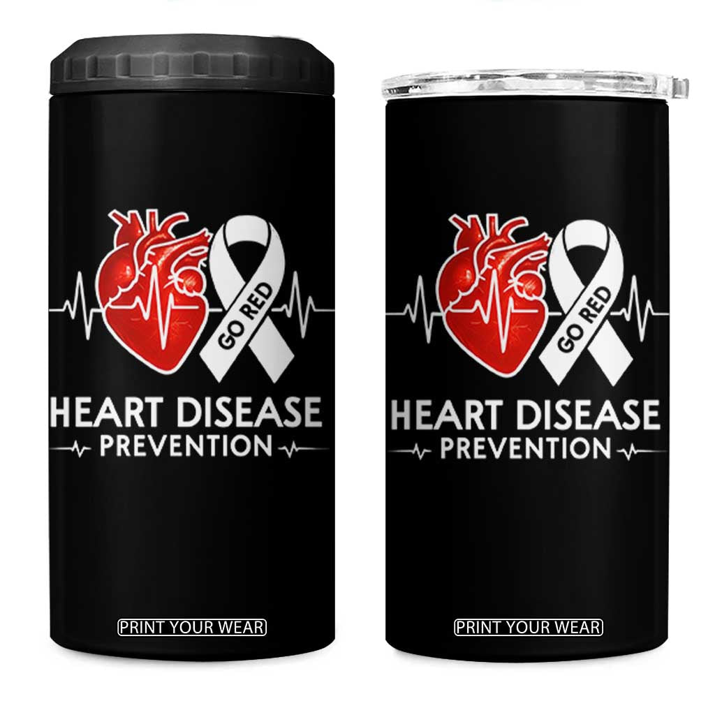 Go Red Heart Disease Prevention 4 in 1 Can Cooler Tumbler Heartbeat CHD Wear Red February Month TS10 One Size: 16 oz Black Print Your Wear