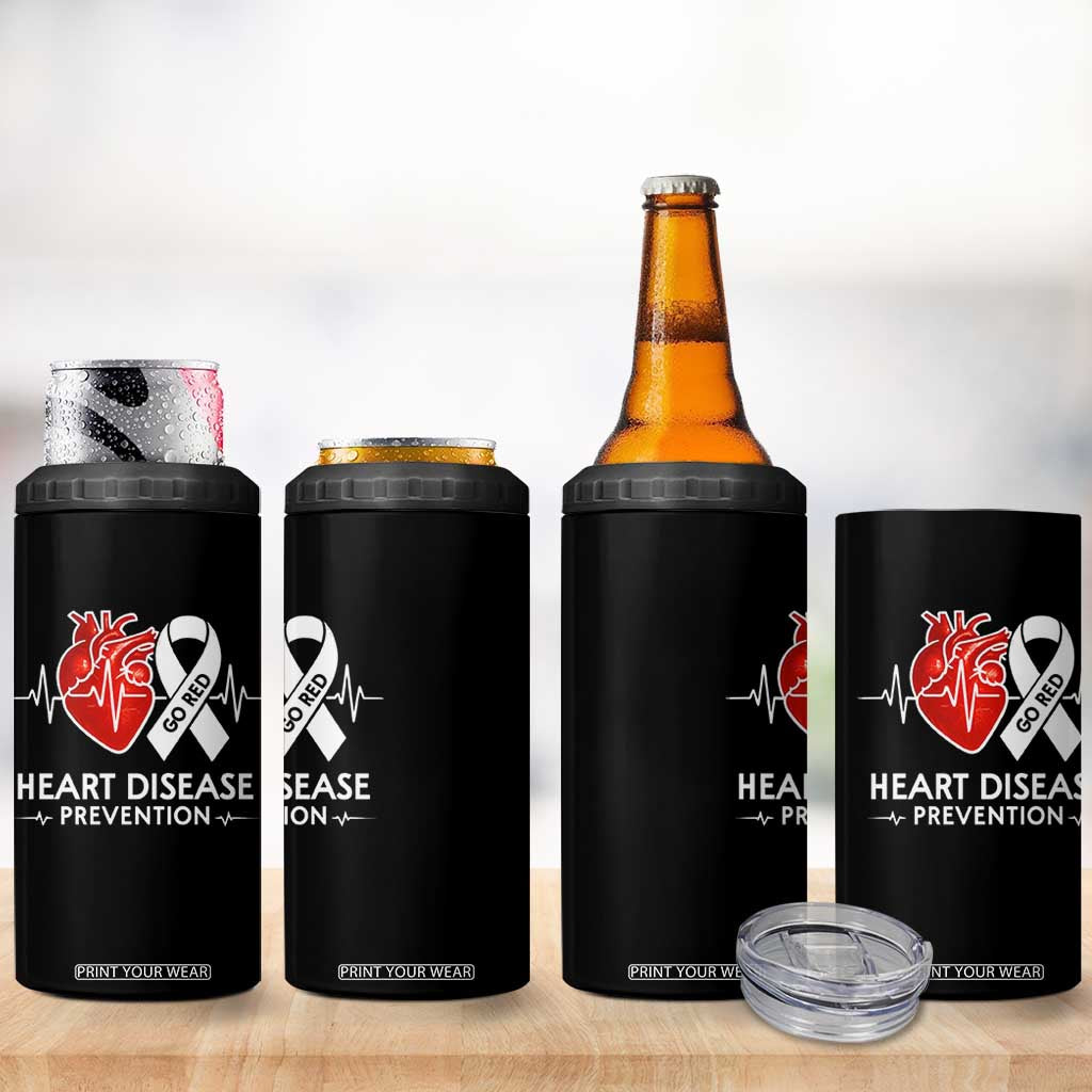 Go Red Heart Disease Prevention 4 in 1 Can Cooler Tumbler Heartbeat CHD Wear Red February Month TS10 Print Your Wear