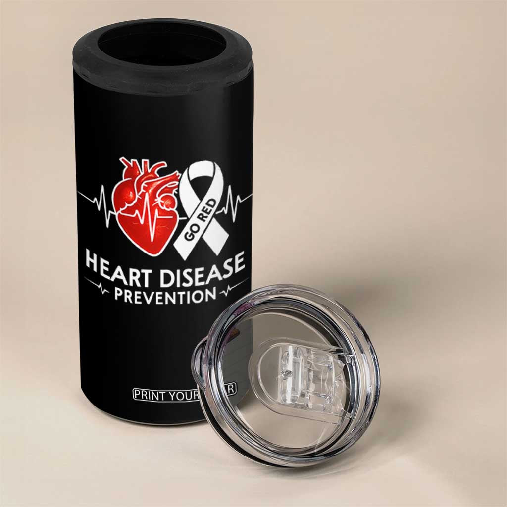 Go Red Heart Disease Prevention 4 in 1 Can Cooler Tumbler Heartbeat CHD Wear Red February Month TS10 Print Your Wear