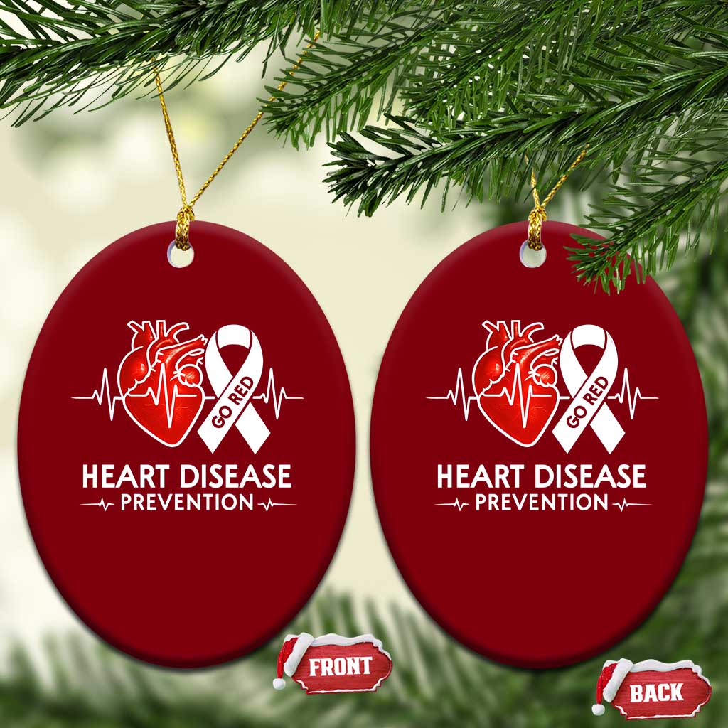 Go Red Heart Disease Prevention Ceramic Ornament Heartbeat CHD Wear Red February Month TS10 Print Your Wear