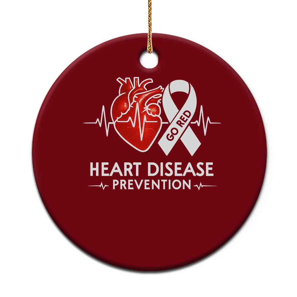 Go Red Heart Disease Prevention Ceramic Ornament Heartbeat CHD Wear Red February Month TS10 1pc Red Print Your Wear