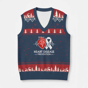Go Red Heart Disease Prevention V-Neck Knit Sweater Vest Heartbeat CHD Wear Red February Month TS10 Navy Red Print Your Wear