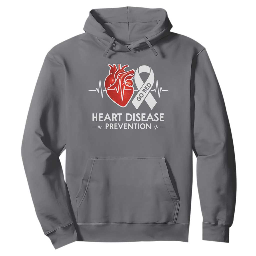 Go Red Heart Disease Prevention Hoodie Heartbeat CHD Wear Red February Month TS10 Charcoal Print Your Wear