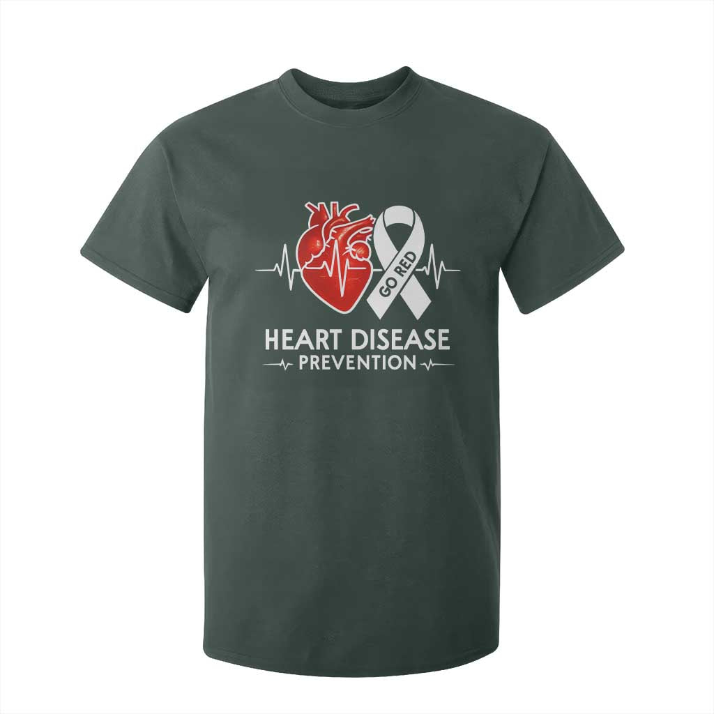 Go Red Heart Disease Prevention T Shirt For Kid Heartbeat CHD Wear Red February Month TS10 Dark Forest Green Print Your Wear