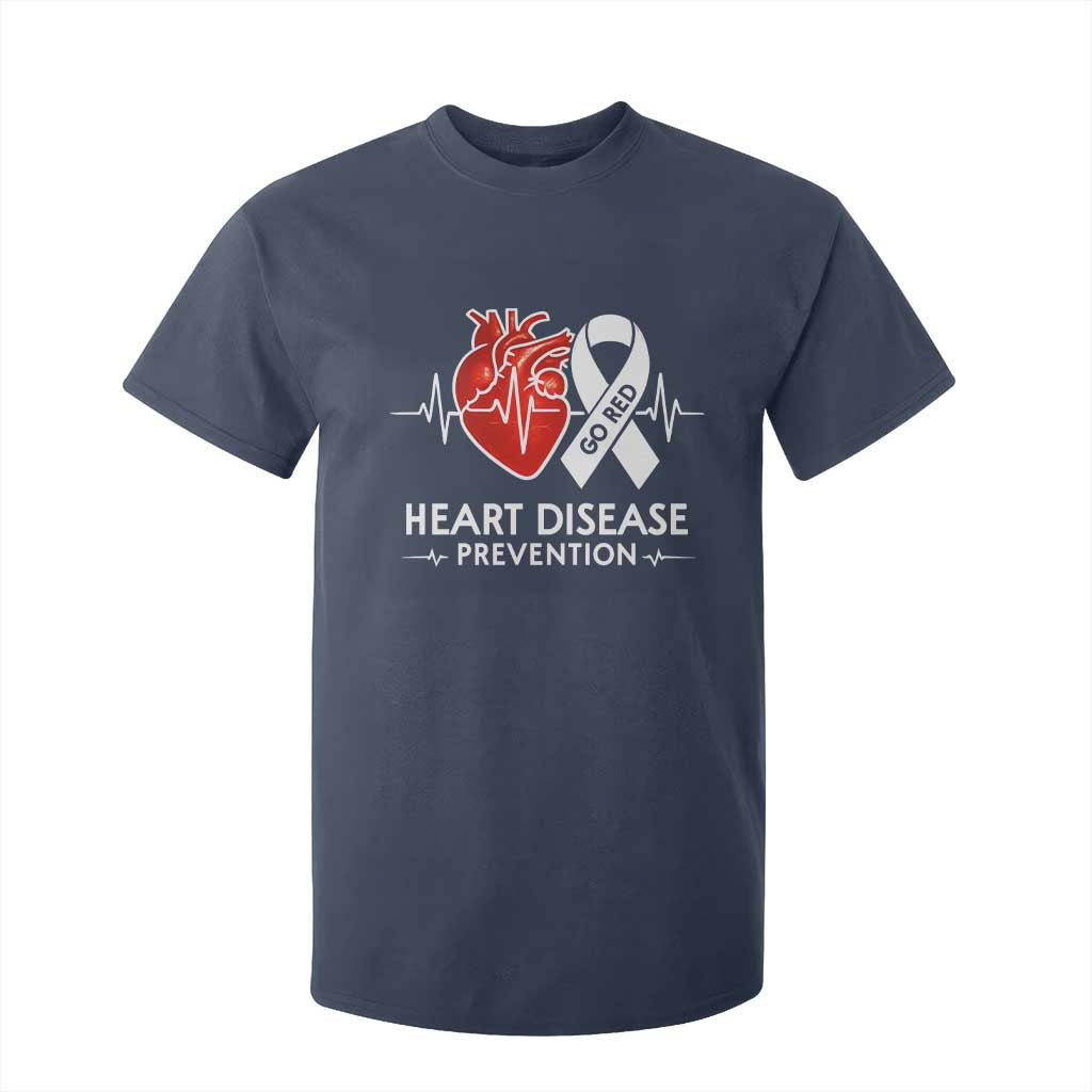 Go Red Heart Disease Prevention T Shirt For Kid Heartbeat CHD Wear Red February Month TS10 Navy Print Your Wear