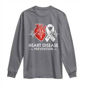 Go Red Heart Disease Prevention Long Sleeve Shirt Heartbeat CHD Wear Red February Month TS10 Charcoal Print Your Wear