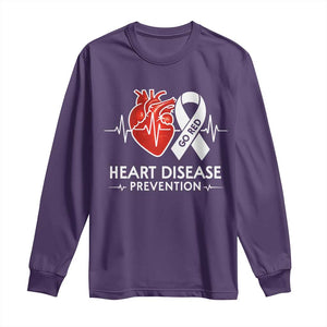 Go Red Heart Disease Prevention Long Sleeve Shirt Heartbeat CHD Wear Red February Month TS10 Purple Print Your Wear
